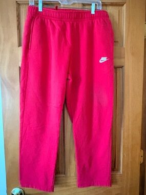 Nike Red Fleece Joggers with White Swoosh
